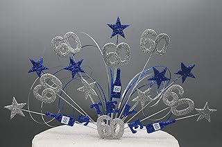 Cake Topper Champagne Stars Hearts on Wires Birthday Cake Spray Explosion Cake Decoration Personalised 16th 18th 21st 30th 40th 50th 60th 70th 80th 008