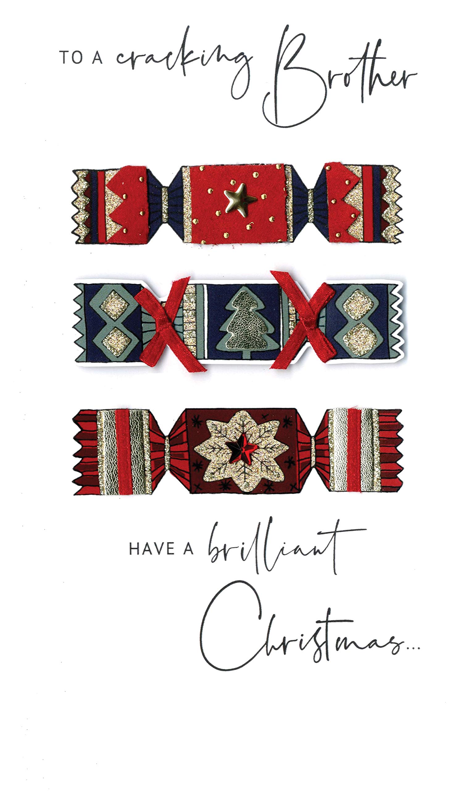 Champagne Second Nature Brother Embellished Christmas Card Hand-Finished Range Cards XCDC275