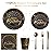 175PCS Happy Birthday Disposable Dinnerware Set Party Supplies, Paper Black Gold Plates and Napkins with Gold Plastic Forks Knives Spoons Serve 25 Guests for Birthday Party Decoration