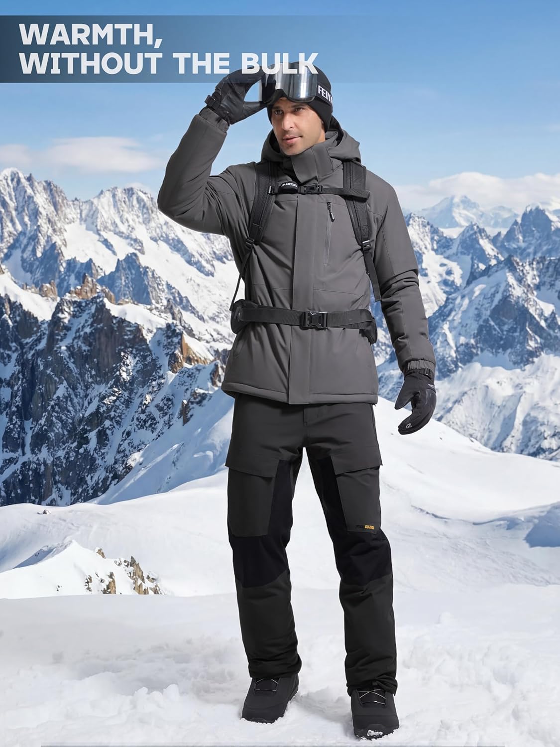 FREE SOLDIER Mens Snow Pants Waterproof Insulated Winter Skiing Snowboarding Pants with Zipper Pockets - Image 6