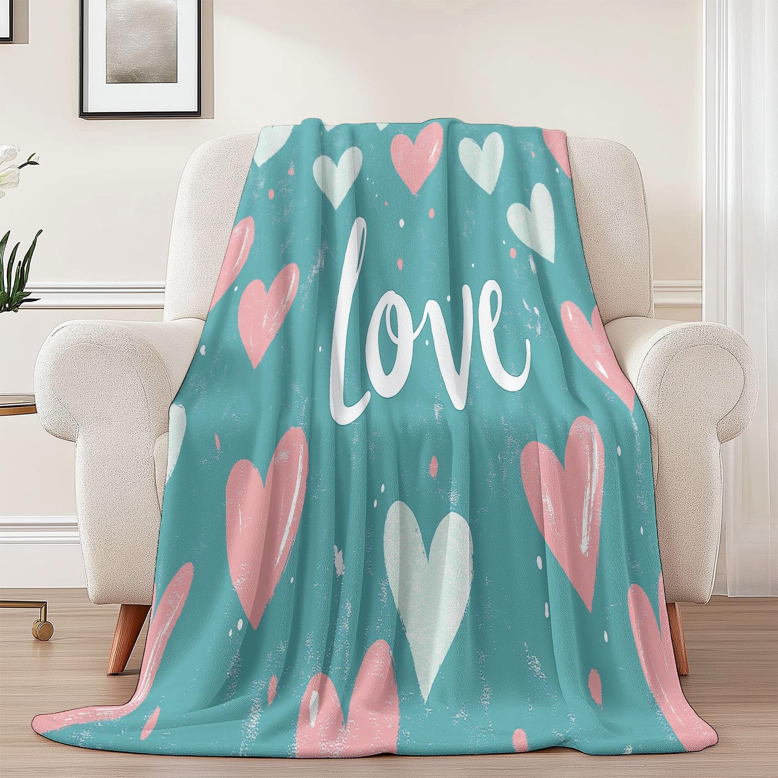 Decke Flanell 150 x 200 cm Geschenke für Frauen und Männer - Romantik Liebe Worte Witzige Geschenke für Freunde zu Weihnachten und Geburtstag, Hellgrün Rosa