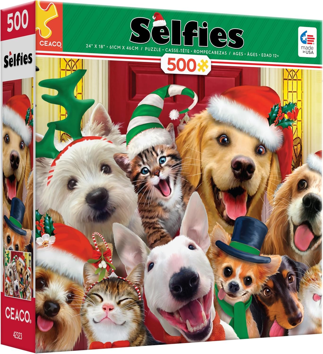 Ceaco - Howard Robinson - Selfies - Holiday Dogs - 500 Piece Jigsaw Puzzle