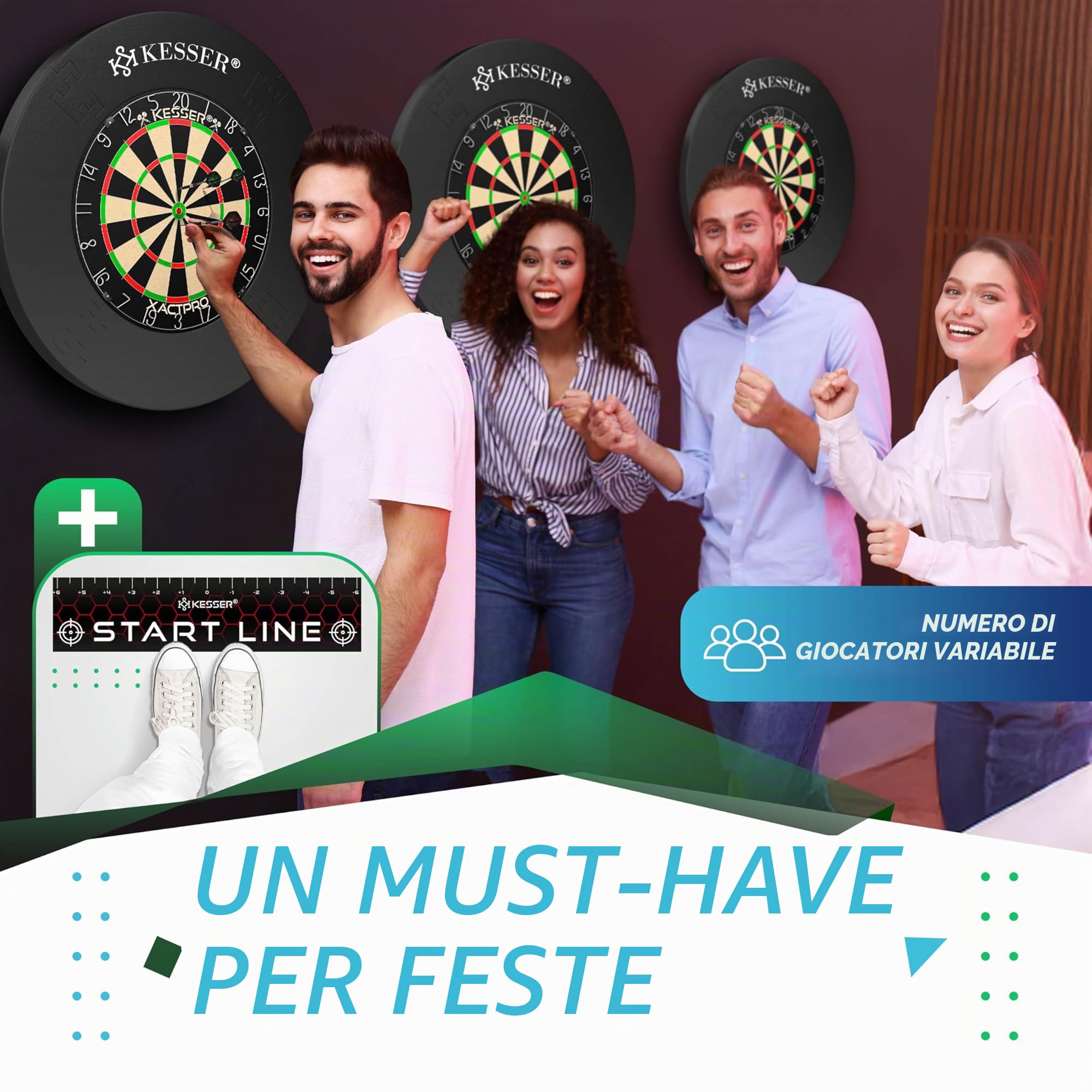 KESSER® Bersaglio in sughero professionale con 9 freccette in acciaio, set