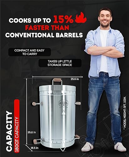 Miniatura 12 de EL BARRIL - Parrilla y ahumador de 13 libras, parrilla ahumadora de carbón de acero inoxidable - Ahumadores portátiles al aire libre con accesorios