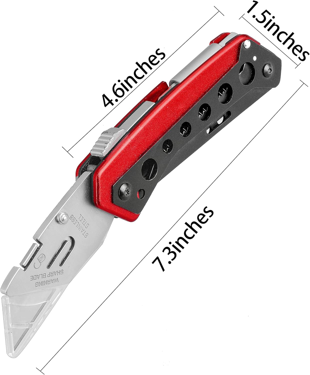Folding Utility Knife, Heavy Duty Box Cutter Knife, Quick Change Razor Knives with 5 Extra Blades, Screwdriver, Saw, Clip, Holder for Belt, Safety Lock, EDC Work Knives, Gifts for Men Wowen