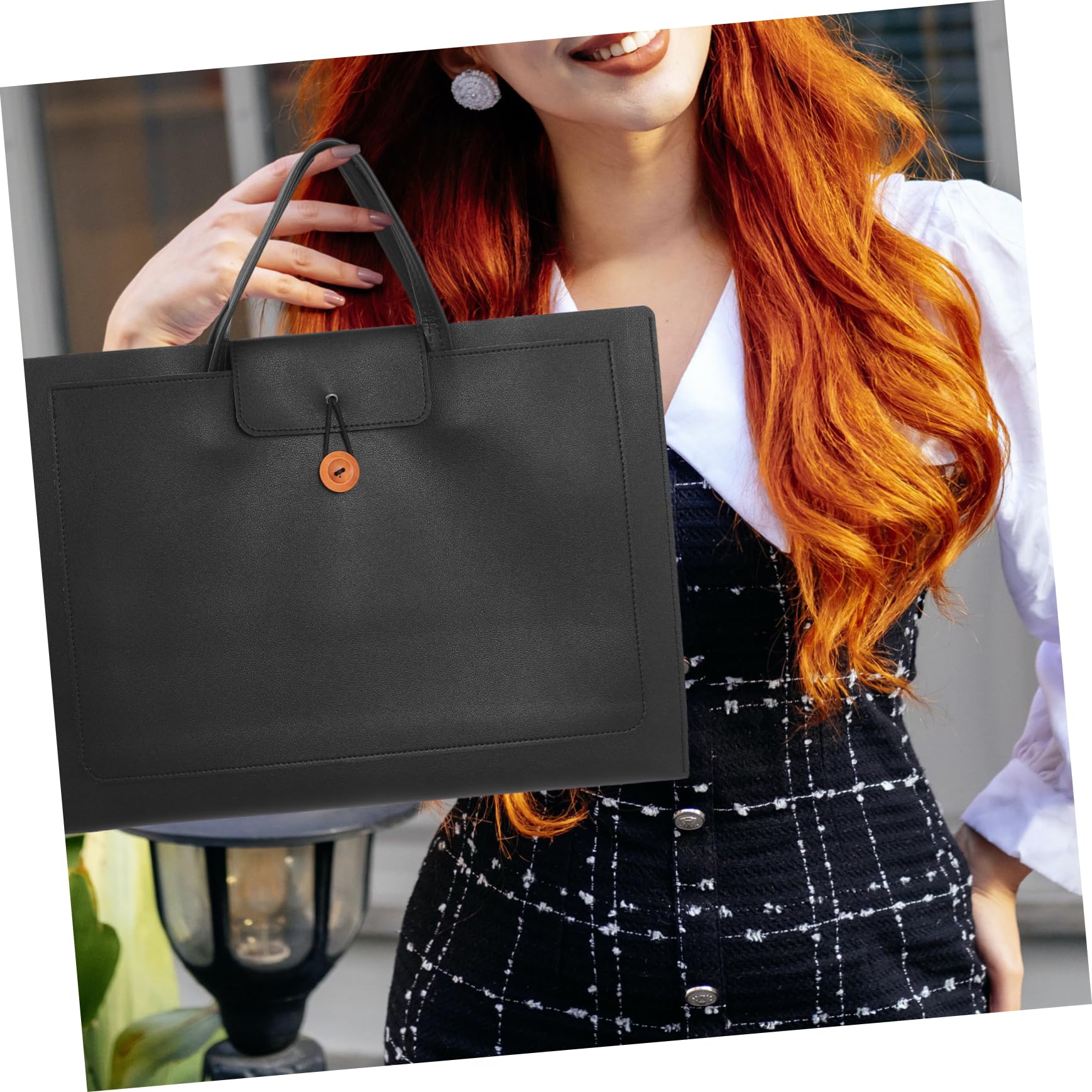 Borsa da Lavoro in Pelle Pu per Laptop con Manico Ergonomico e Tasche Esterne Accesso Rapido per Viaggi Ufficio e Pendolarismo