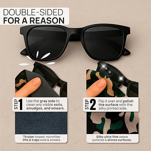 Miniatura 3 de Paño de microfibra de Buff, pack de 2 con estuche, gamuza de microfibra ultrafina de doble cara, diseñada para lentes, celulares, tablets, lentes,