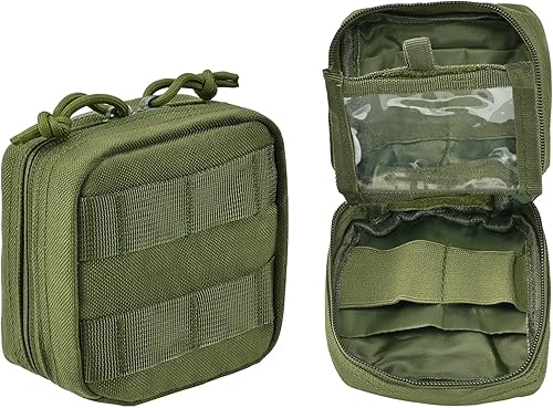 Vista 9 de EDC Small Tactical Molle Pouch, Micro Utility Pouch,Removable Clear ID Pocket Mini Knife Compass Flashlight Card Storage Bag Belt Outdoor Hiking