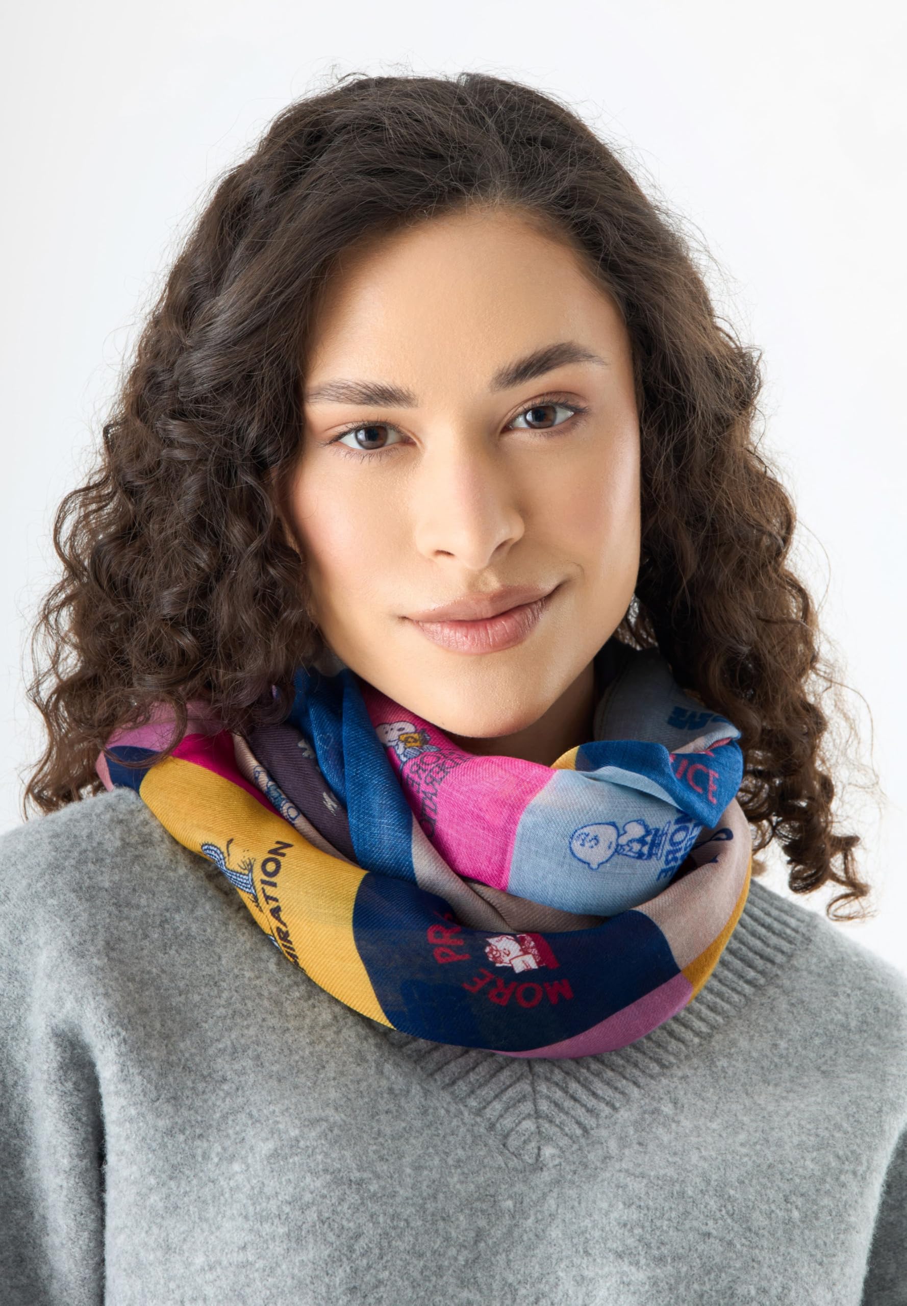 CODELLO 52S0080 PRINTED SCARF RECYCLED POLYESTER CHECKS PEANUTS 90X180CM