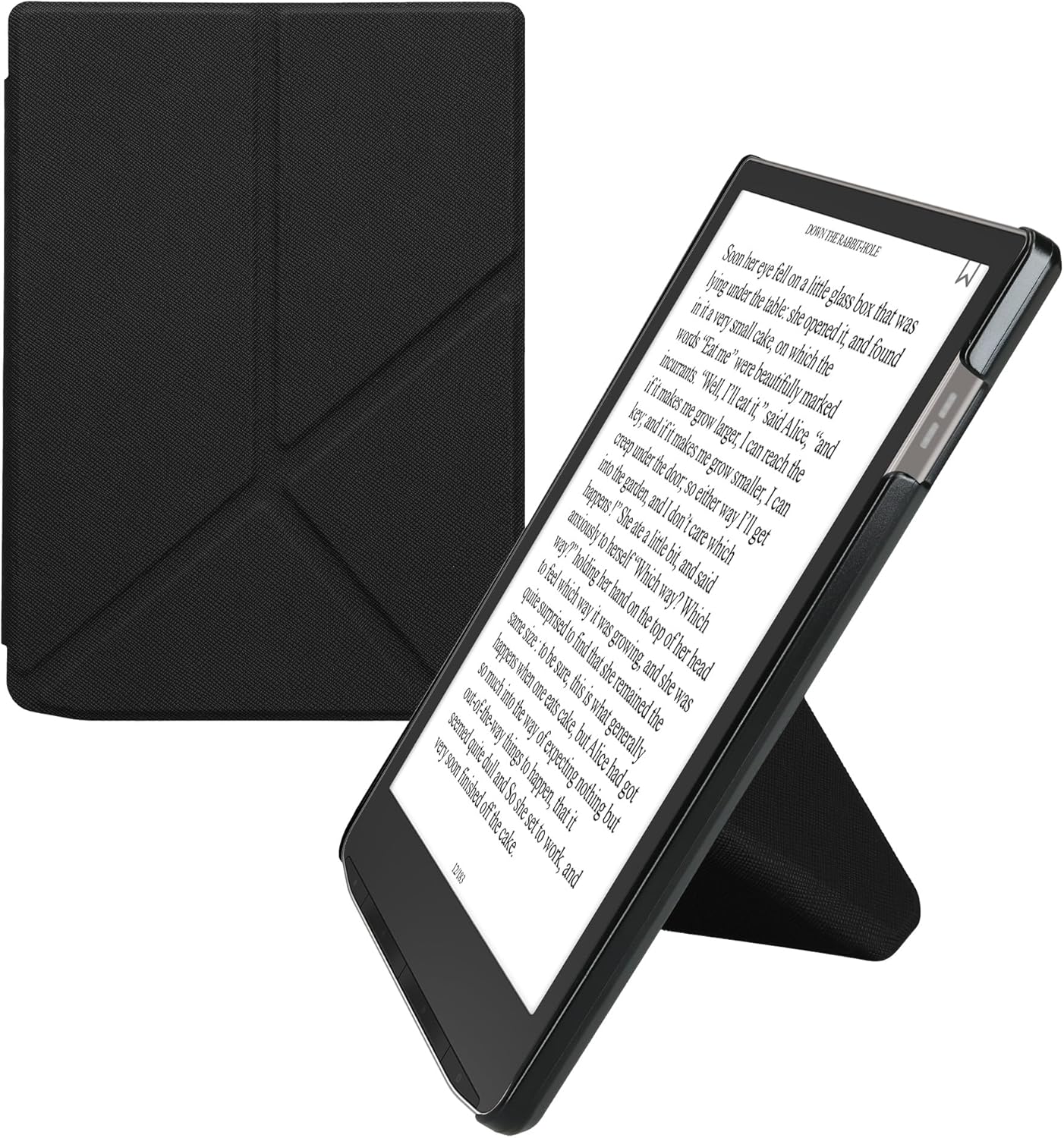 kwmobile Origami Case Compatible with Pocketbook InkPad 4 / Color 3 / Color 2 / Vivlio InkPad 4 / InkPad Color 3 Case - Slim PU Leather Cover with Stand - Black