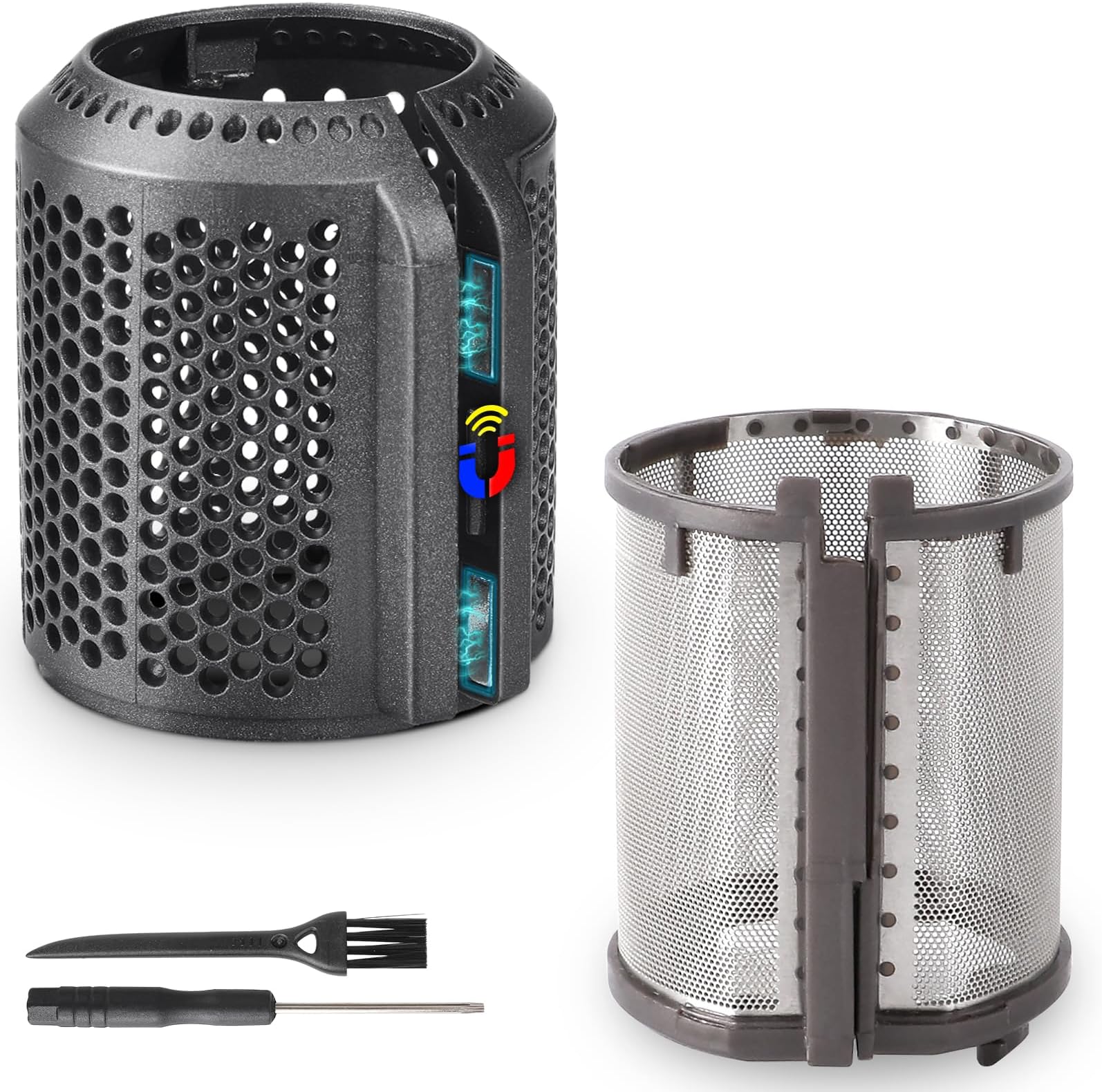 Magnetic Hair Dryer Filter + Inner Filter Cover Replacement for Dyson Supersonic HD01 HD03 HD08 HD15 Hair Dryer Attachment, Hair Dryer Strainer Filter Spare Parts(Gray)