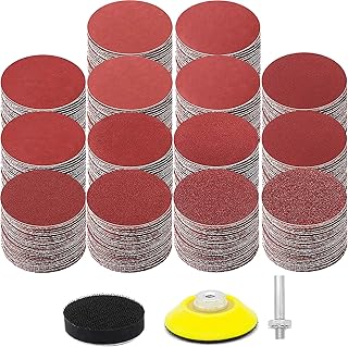 320 PCS 2 Inch Sanding Discs, MAPRIAL 40-2000 Grit Hook and Loop Sanding Pad with 1/4 Inch Shank Backer Plate and Soft Foam Buffering Pad for Drill Sander Grinder Rotary Tools