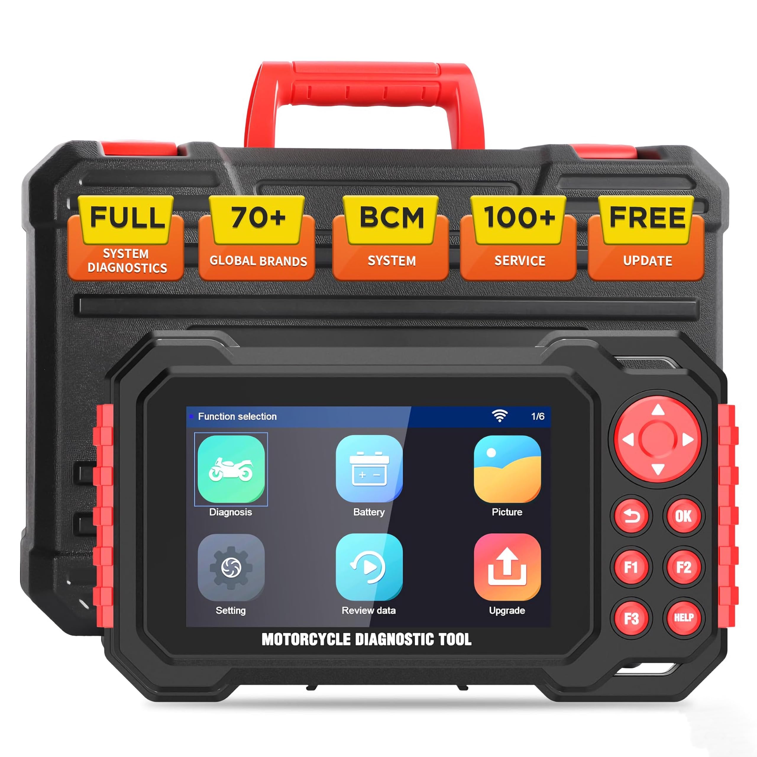 Outil de diagnostic de moto M7 Système complet OBDII Lecteur de code Scanner avec écran IPS de 5 pouces, plus de 70 marques et plus de 100 fonctions de service Outil de diagnostic de voiture pour