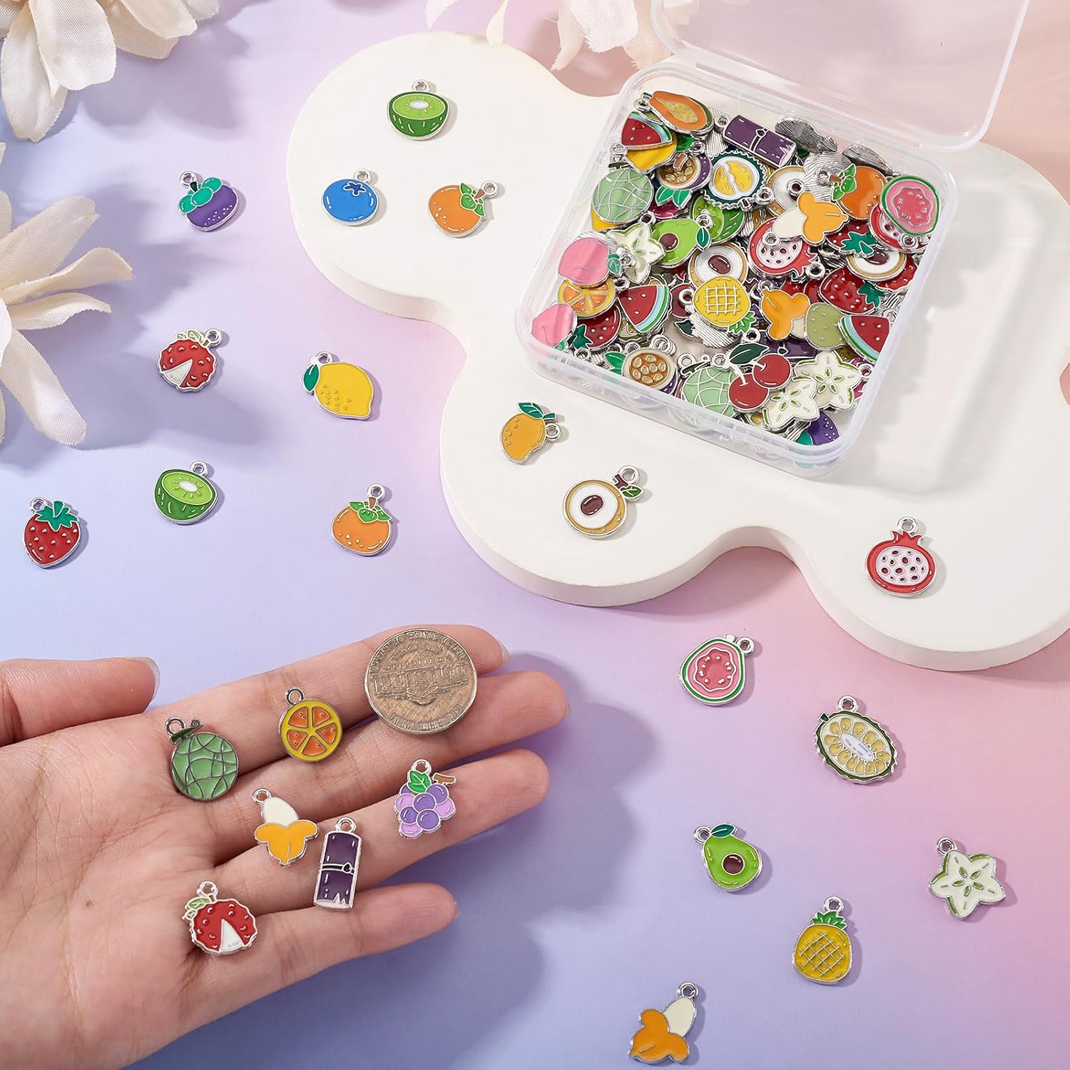 Enamel Fruit Charms for Jewelry Making Cute Imitation Fruit Charms Colorful Alloy Enamel Dangle Pendants for Women DIY Keychain Necklace Crafts - Image 5