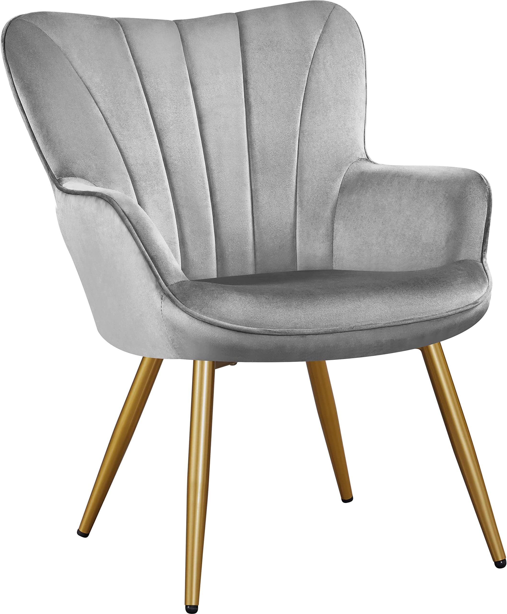 Yaheetech Modern Tub Chair, Velvet Fabric Living Room Armchair, Side Vanity Chair with Curved High Back and Thick Soft Padded Seat for Bedroom Makeup Reading Nook, Light Gray