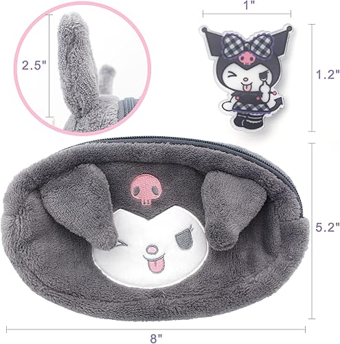 Miniatura 5 de Lindo estuche rosa con insignia acrílica, bolsa de maquillaje Kawaii, bolsa de lápices japonesa, bolsa de papelería de anime, regalo para niñas y