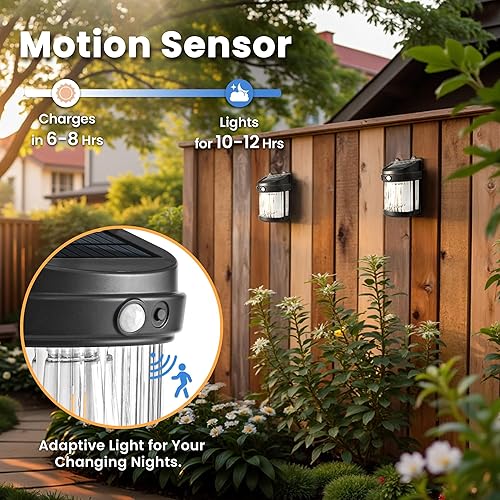 Miniatura 4 de Luces solares para valla, paquete de 8 luces solares para valla de movimiento al aire libre, 3 modos para escalón, pared, cobertizo, patio, puerta