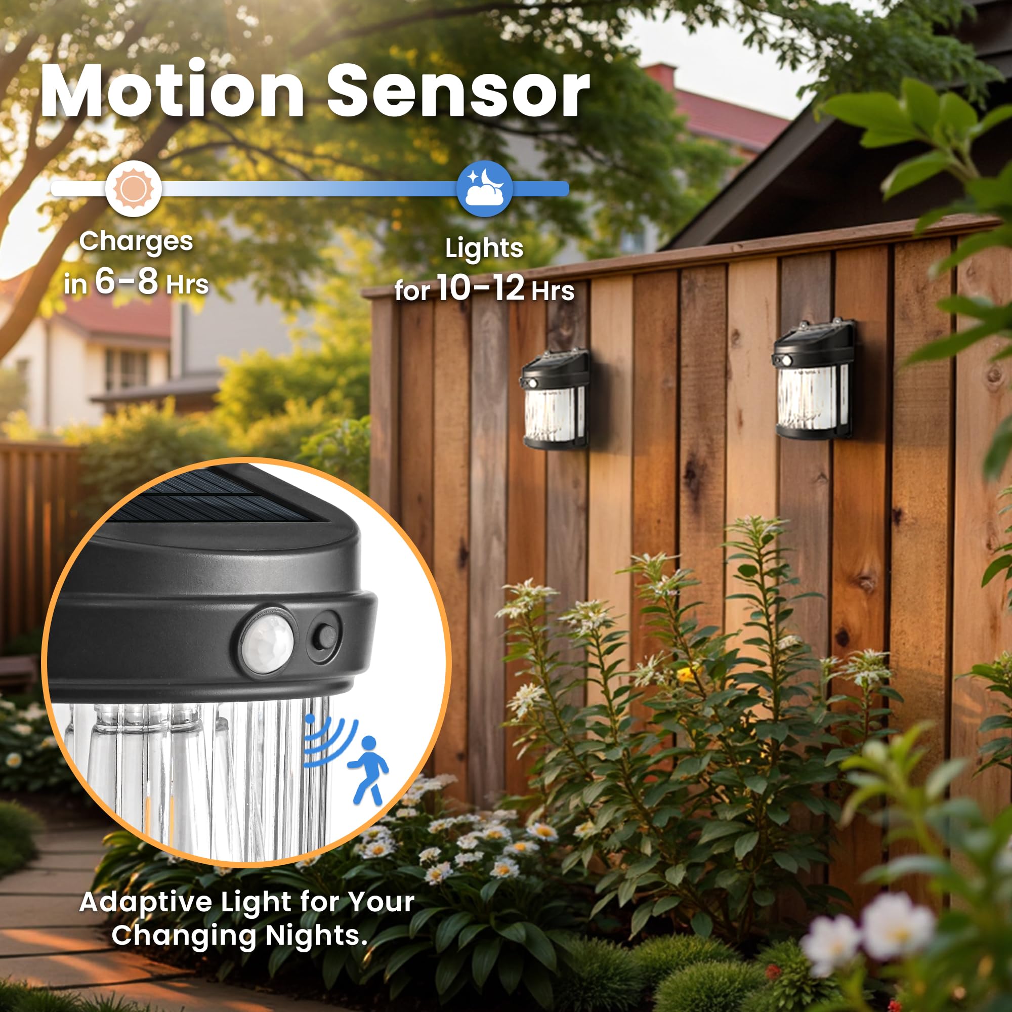 PEVOROS Lot de 8 lampes solaires d'extérieur avec 3 modes pour abri de jardin, terrasse, porte d'entrée, garage, clôture