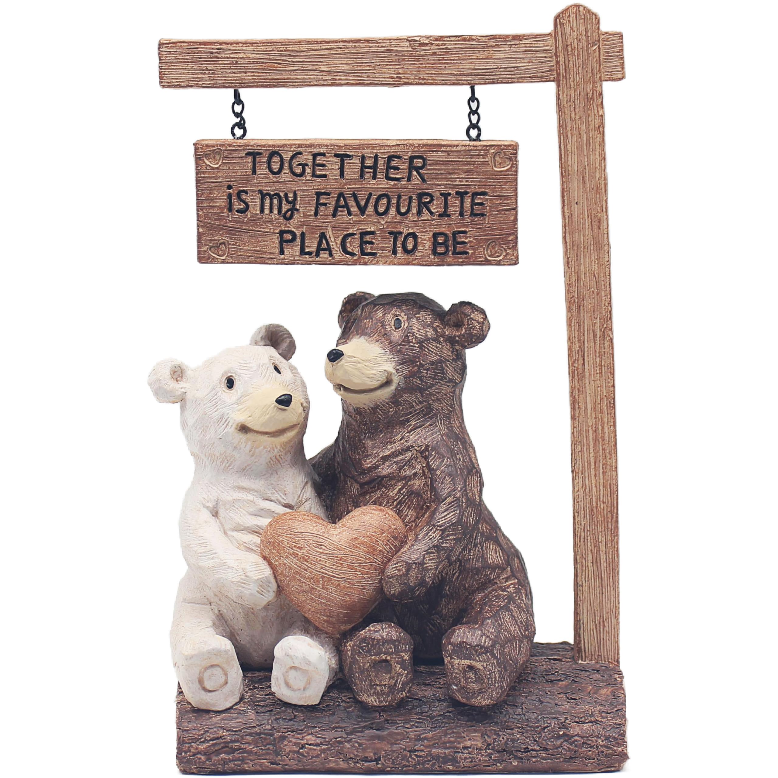 The Leonardo Collection Bear Family Sign With Quote Carved Ornaments For Home Decor | Ideal Figurines Friendship Gifts For Women & Men | Lovely Table Centerpiece & Living Room Accessories