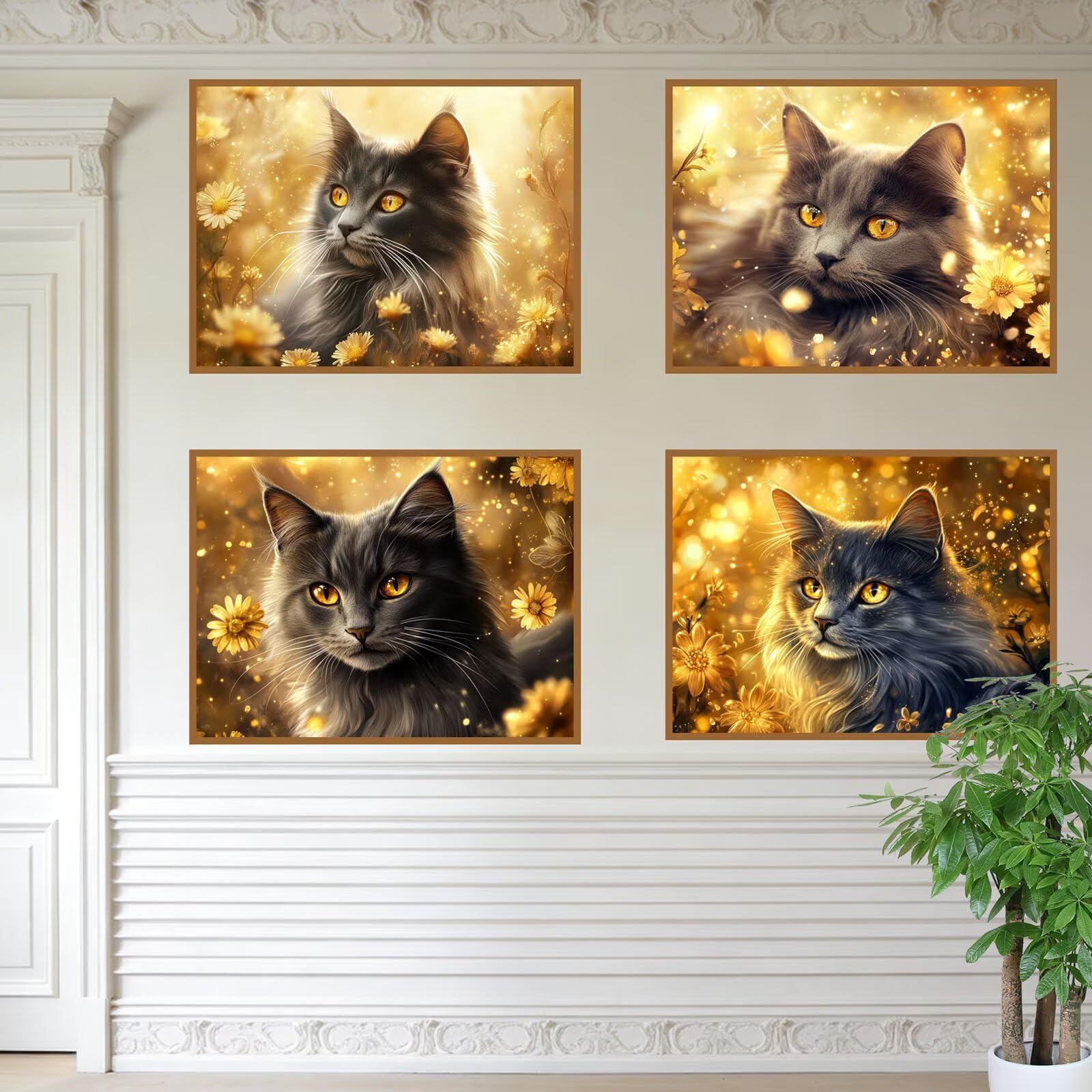 Obraz diamentowy kwiat 120 x 100 cm kwadratowy obraz diamentowy 4 sztuki 2026 nowy DIY 5D zestaw do malowania diamentami z akcesoriami, prezenty świąteczne, Nowy Rok i Wielkanoc dekoracje świąteczne