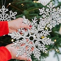 Vista 34 de EIMMBD 8pcs Large Snowflakes Ornaments, Plastic Glitter Snowflakes Hanging, Snowflake Decorations for Christmas Trees Window Door Indoor Outdoor