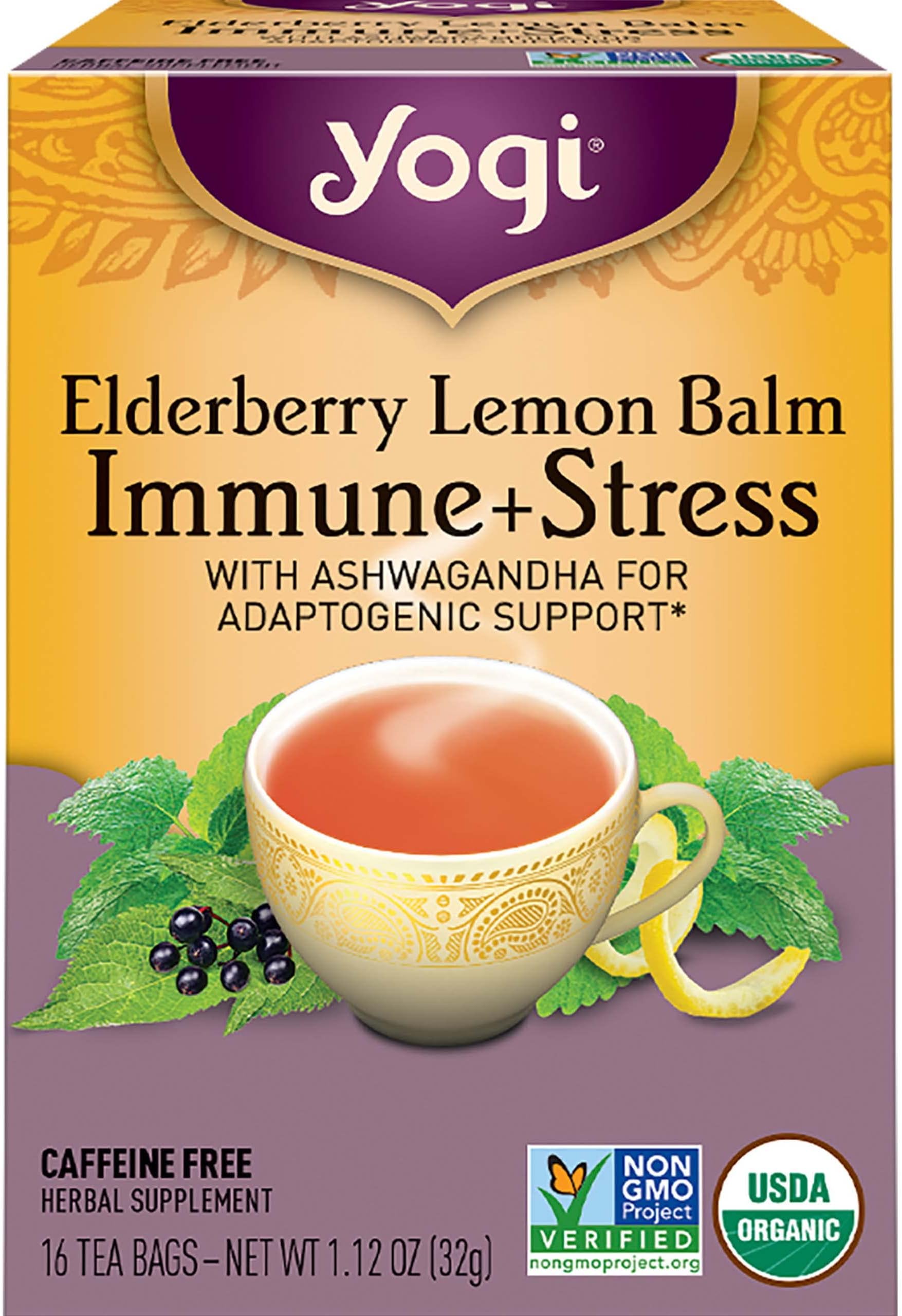 Amazon.com : Yogi Organic Elderberry Lemon Balm Immune + Stress Herbal ...