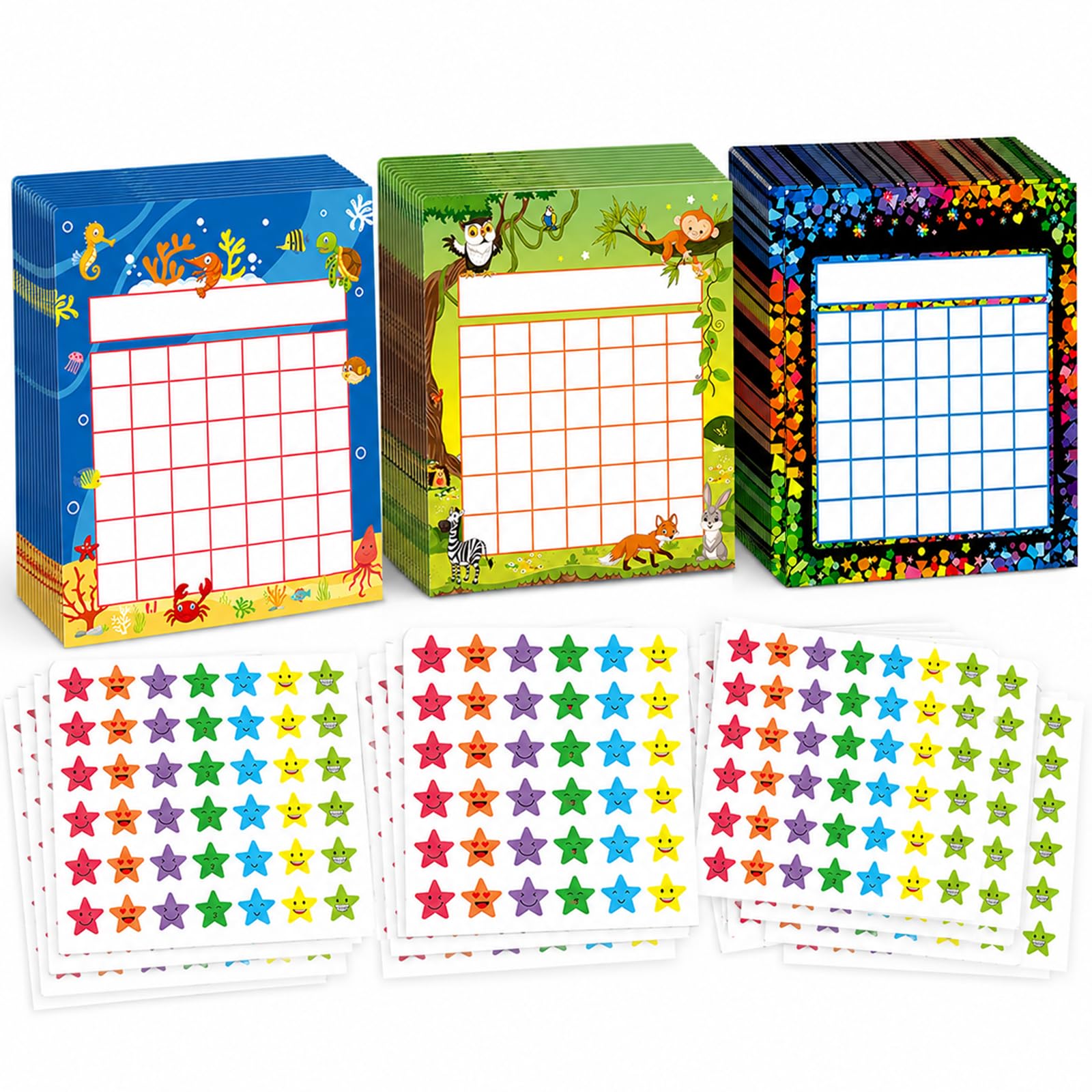 90 Reward Charts for Children with 4500 Star Stickers, 3 Designs