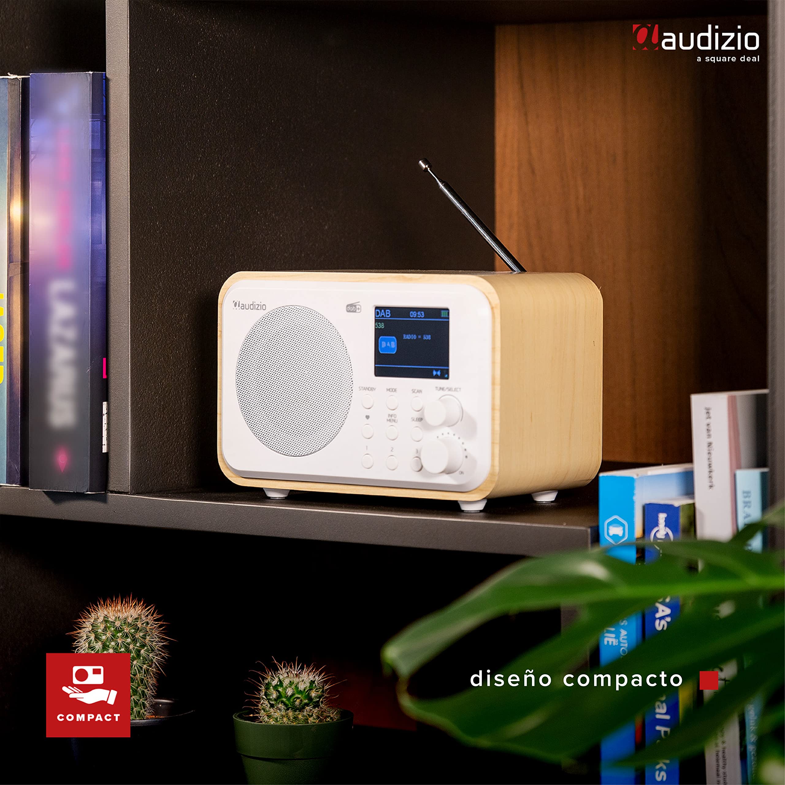 Audizio Milan - Radio Dab portátil con Bluetooth y batería incorporada, Despertador con Temporizador de Apagado, Radio FM - Blanco