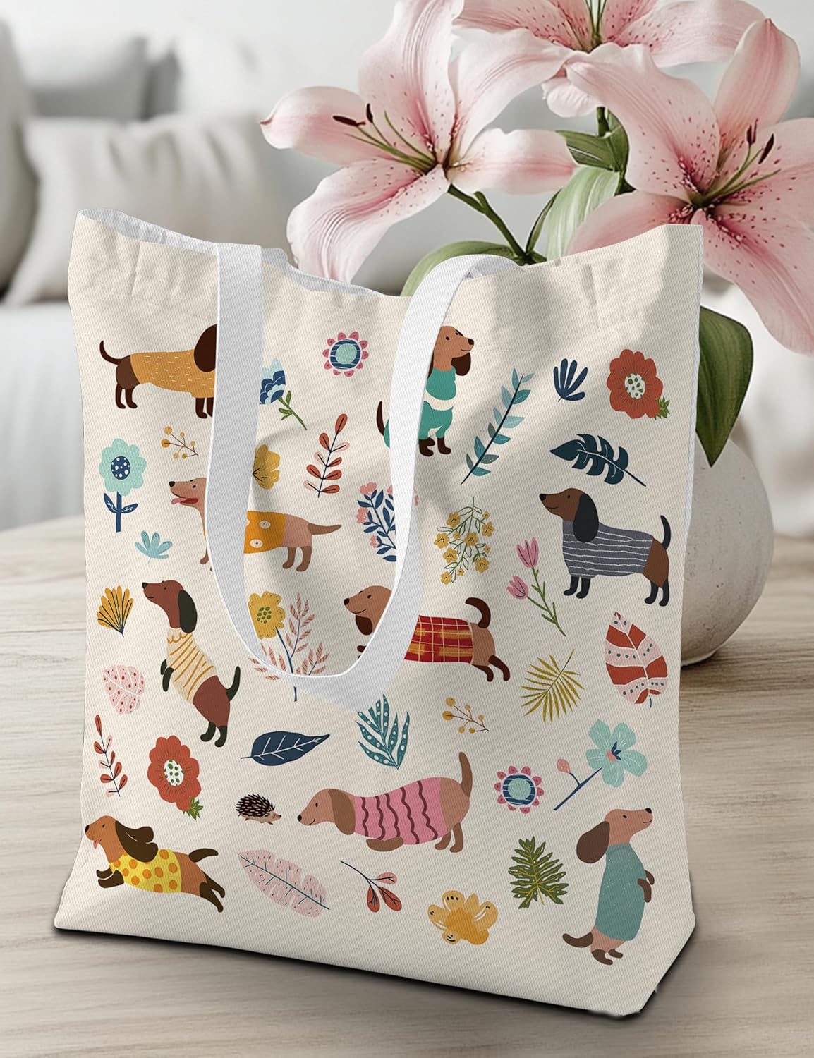 Animal Lover Gifts for Women Canvas Tote Bag Aesthetic Tote Bags Cute Reusable Shopping Grocery Bags - Image 3