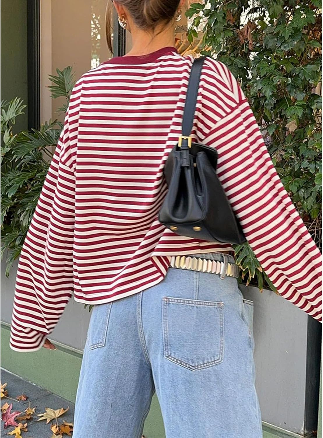 Women Y2k Long Sleeve Fairy Grunge Striped Baggy Tees Shirts 2000s Emo Aesthetic Sweater Crop Tops Streetwear - Image 5