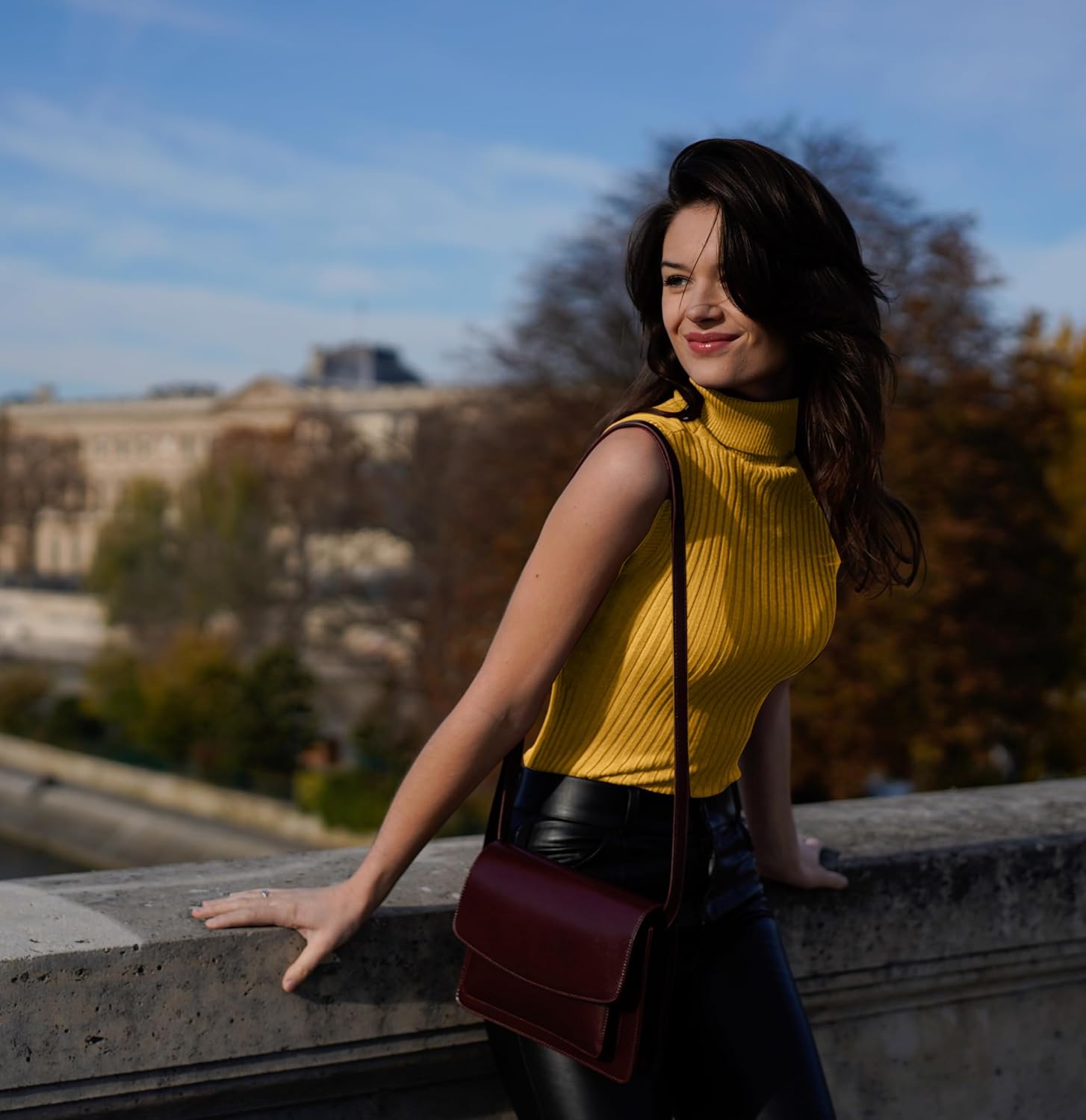 v28 Women Sleeveless High Neck Turtleneck Stretchable Knit Sweater Top - Image 2