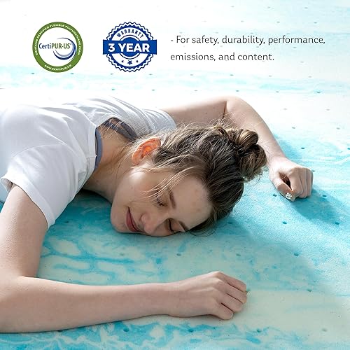 Miniatura 3 de Cubrecolchón King de espuma viscoelástica de 3 pulgadas con infusión de gel refrescante, cubrecolchón en una caja, certificado CertiPUR-US, 76 x 80