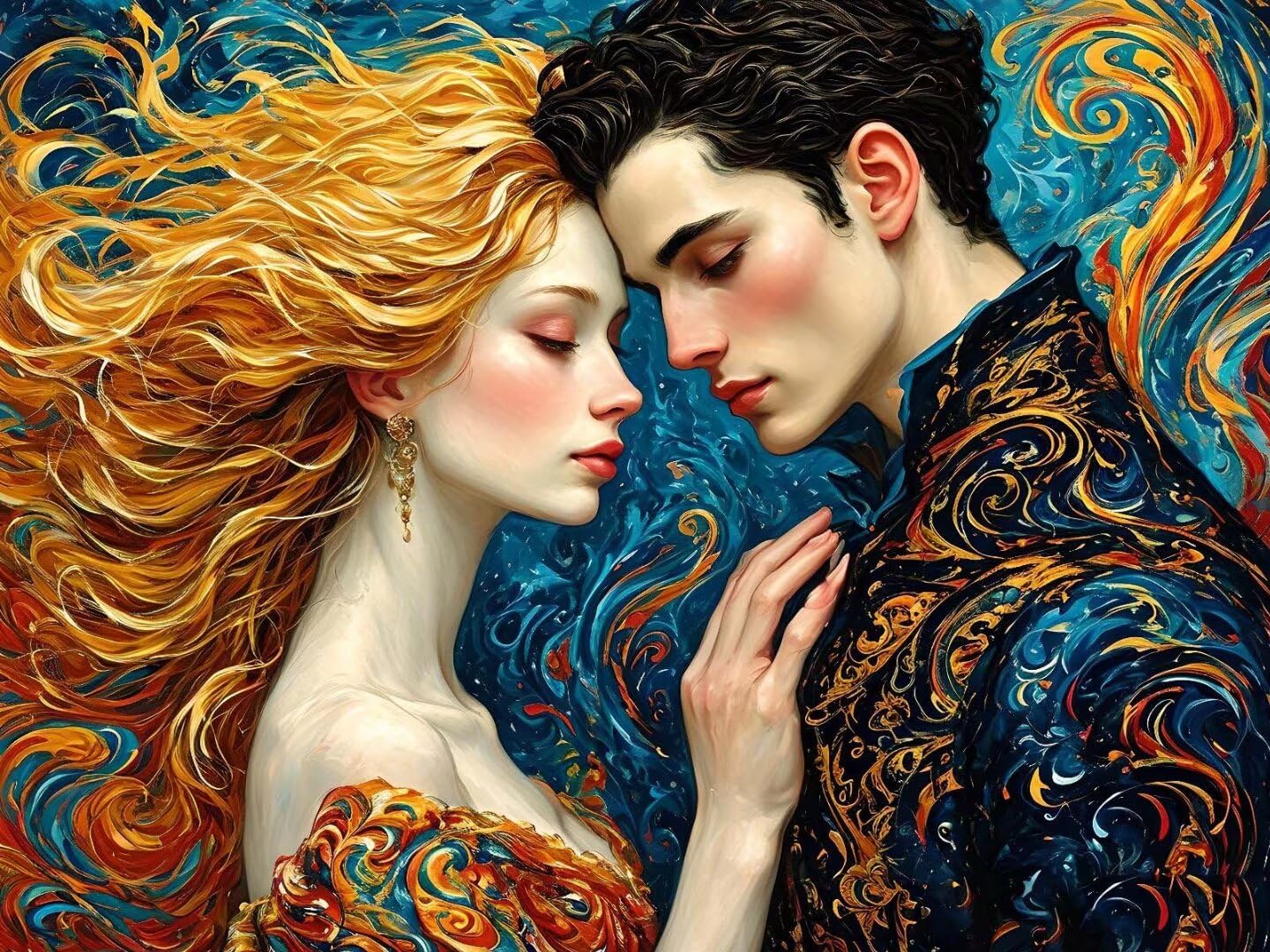 Diamond Painting Couple abstrait Peinture Diamant Adulte, Kit de Peinture Diamant 5d, Strass Point de Croix Cristal Broderie Diamant Kit Complet, pour Murale Décoration Noël Cadeaux 100x70cm R-6813