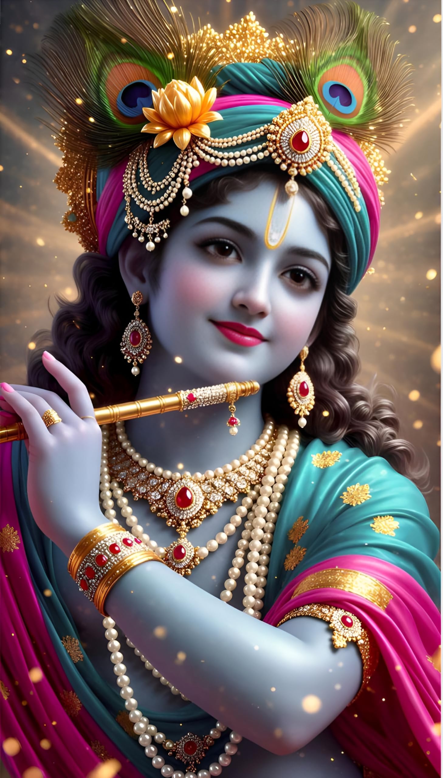 Lord Krishna Wall Sticker Krishna Playing Flute PVC Vinyl Self Adhesive Wall Decor for Home Temple, Pooja Room & Living Room (33X59 CM)-image-7