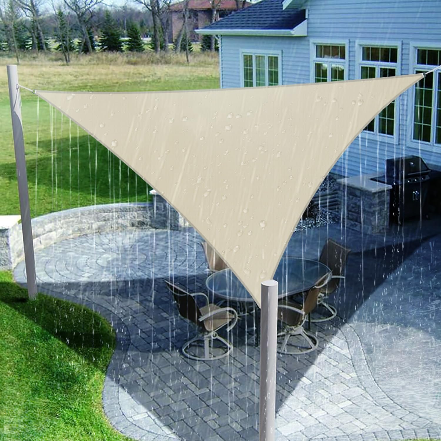 Coarbor 16'x16'x23' Waterproof Sun Shade Sail Sunshine Block Canopy Right Triangle Shade Cover for Garden Outdoor Pergola Carport Awning Patio Yard, Beige