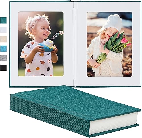 Álbum de fotos de 5 x 7 pulgadas con cubierta de lino para escritura, álbum de fotos de 5 x 7 pulgadas, con capacidad para 20 fotos, ideal para