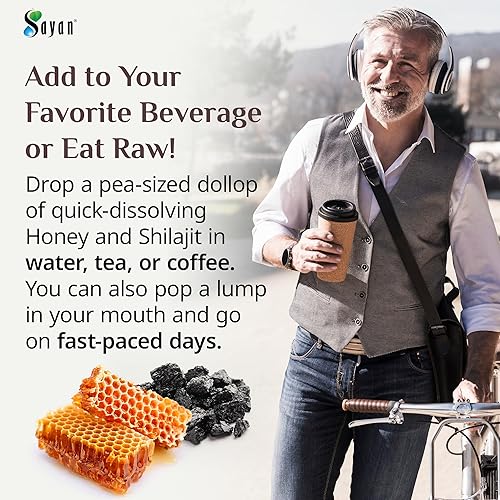 Miniatura 8 de Sayan Miel orgánica con resina pura Shilajit 7.7 oz218 g - Potente suplemento de ácido fúlvico - Apoyo al sistema inmunológico, desintoxicación y