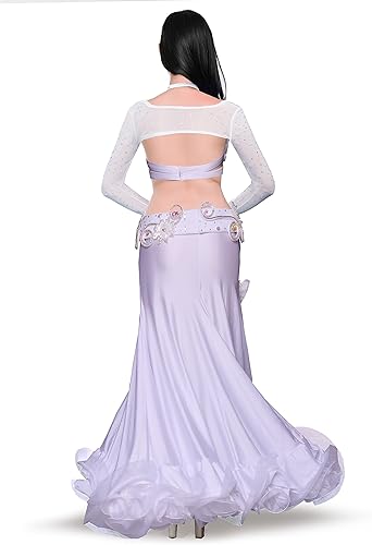 Miniatura 3 de ROYAL SMEELA Conjunto de disfraz de danza del vientre para mujer, faldas de danza del vientre, brasier y mangas de cinturón, traje profesional, 4