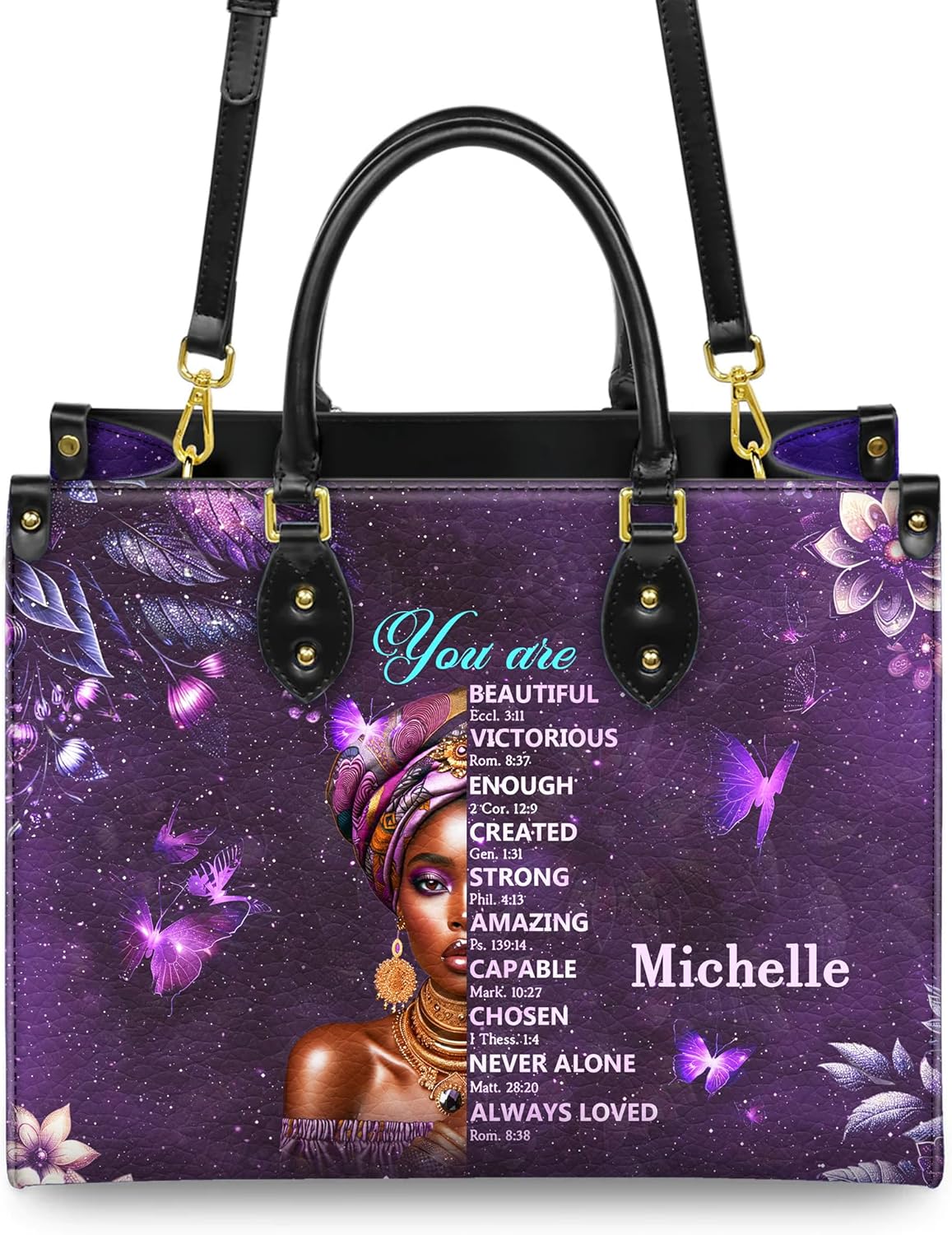 Personalized Leather Handbag for African American Woman, Custom Purses For Black Women, Mother's Day Gifts for Mom - Image 5