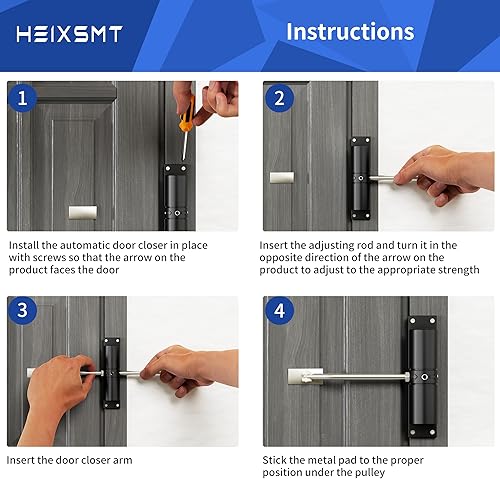 Miniatura 5 de Cierrapuertas automático, cierrapuertas de resorte, cierrapuertas de seguridad, bisagra de puerta de cierre ajustable para convertir puertas