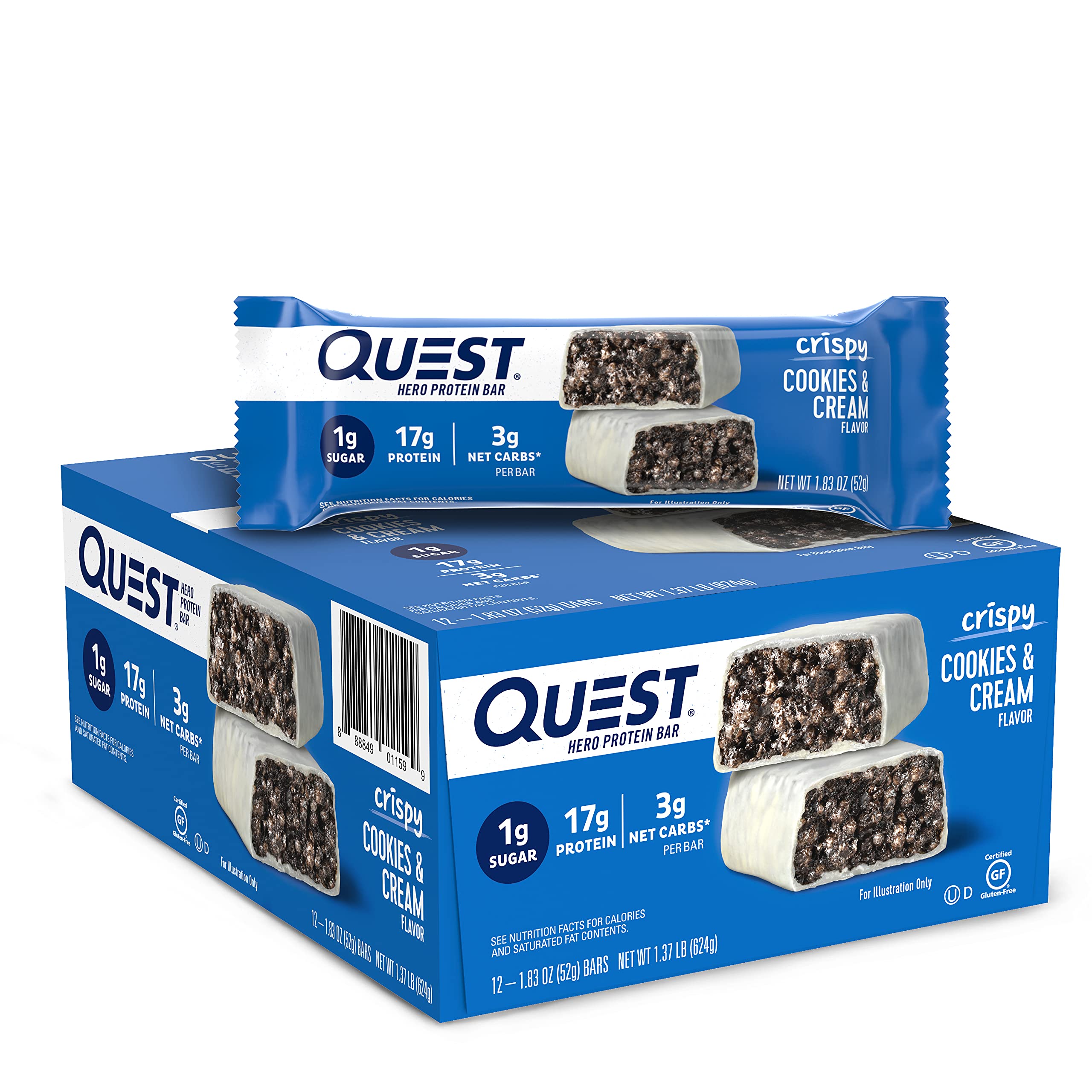 Quest Nutrition Cookies Cream Hero Bar 12 Count | amzdealz