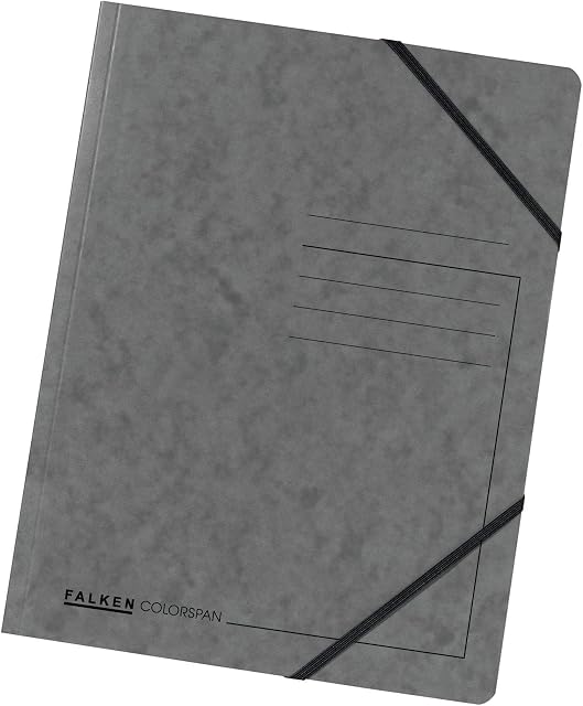 Oryginalny Falken 5-pak Premium Eckspanner-Made in Germany. Z bardzo mocnego kartonu Colorspan, DIN A4, z 2 gumkami, ciemnoszary, teczka na dokumenty, idealna do biura i szkoły