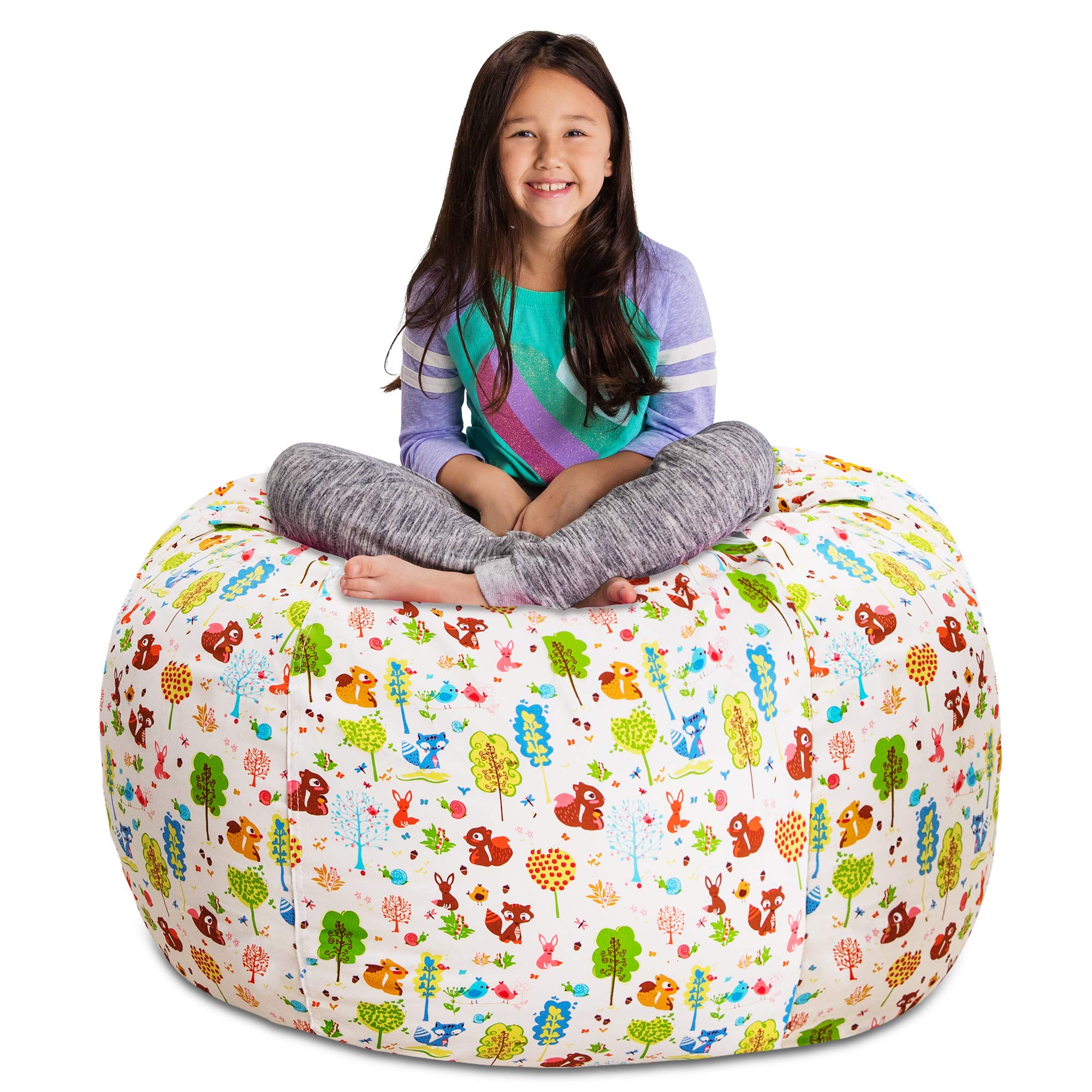 Posh Stuffable Kids Stuffed Animal Storage Bean Bag Chair Cover - Childrens Toy Organizer, X-Large 48" - Canvas Animals Forest Critters