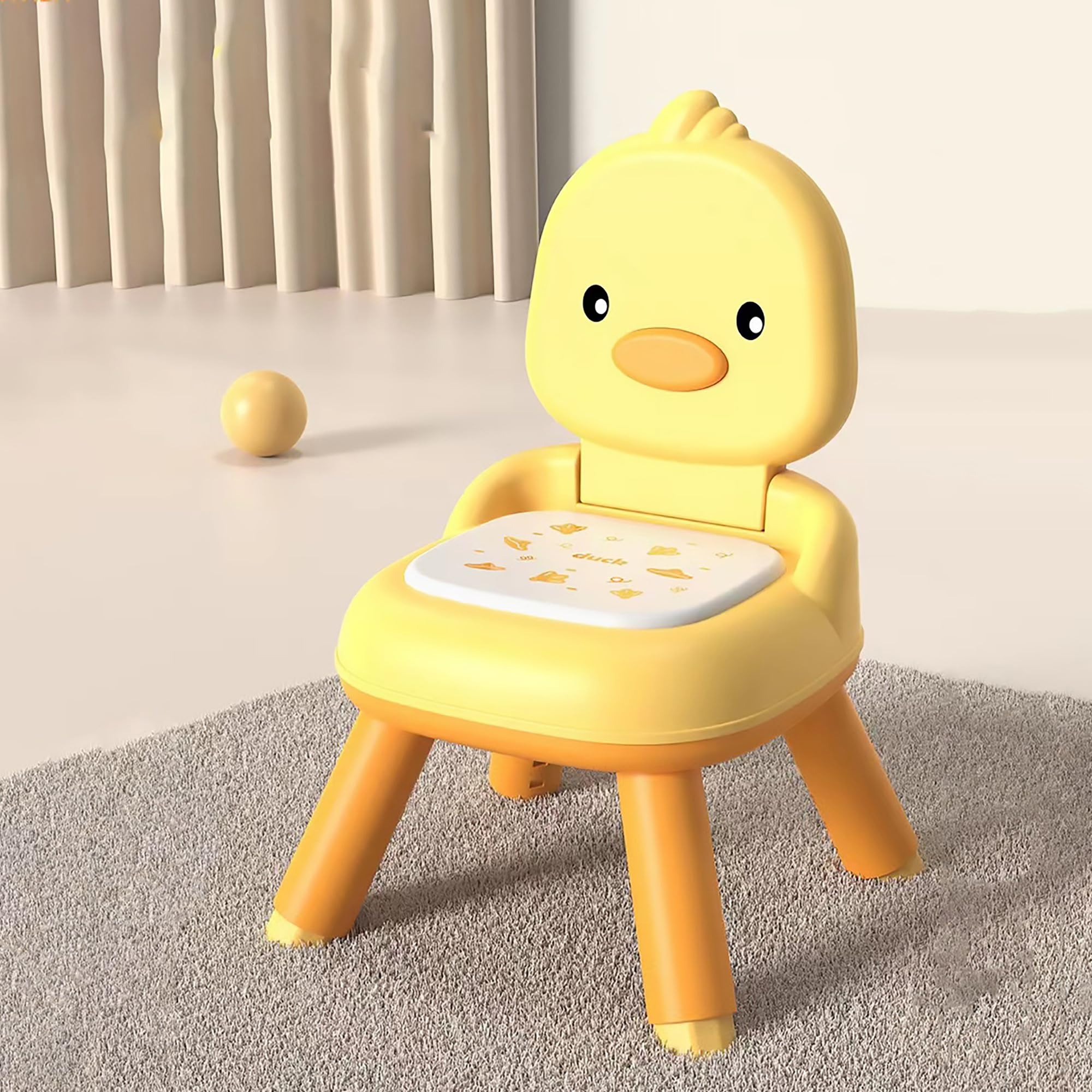 Zeto Baby Chair for 2 to 5 Years (with Cushion) – High Plush Back Rest, Adjustable, Sturdy, Anti-Slip, Easy to Clean Chair for Kids – (Yellow)