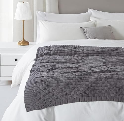 Miniatura 2 de RUDONG M Manta de punto trenzado de algodón verde bosque, acogedora manta de punto cálido para sofá, 60 x 80 pulgadas