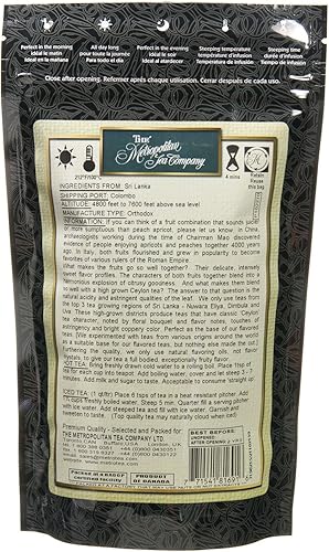 Miniatura 2 de Metropolitan Tea Discovery - Paquete de té suelto, color negro con sabor a melocotón y albaricoque, 3.53 onzas