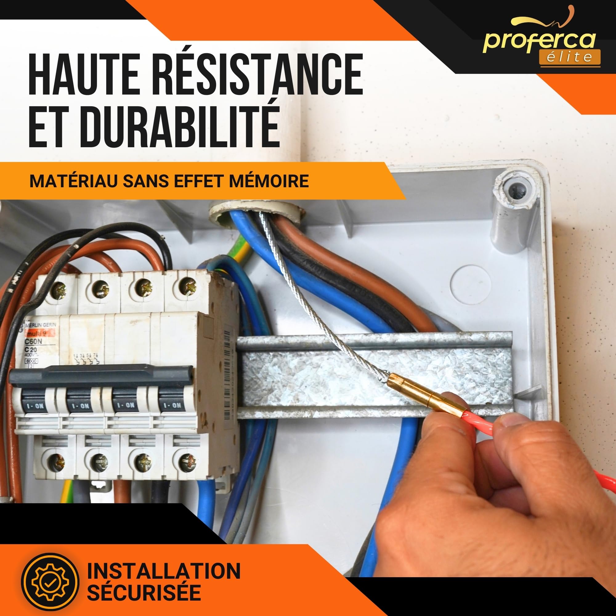 Aiguille Electricien 4.5mm 20 Mètres | Aiguille Tire Fil Électrique | Tire Câble Robuste pour Électriciens | Force de Poussée Maximale