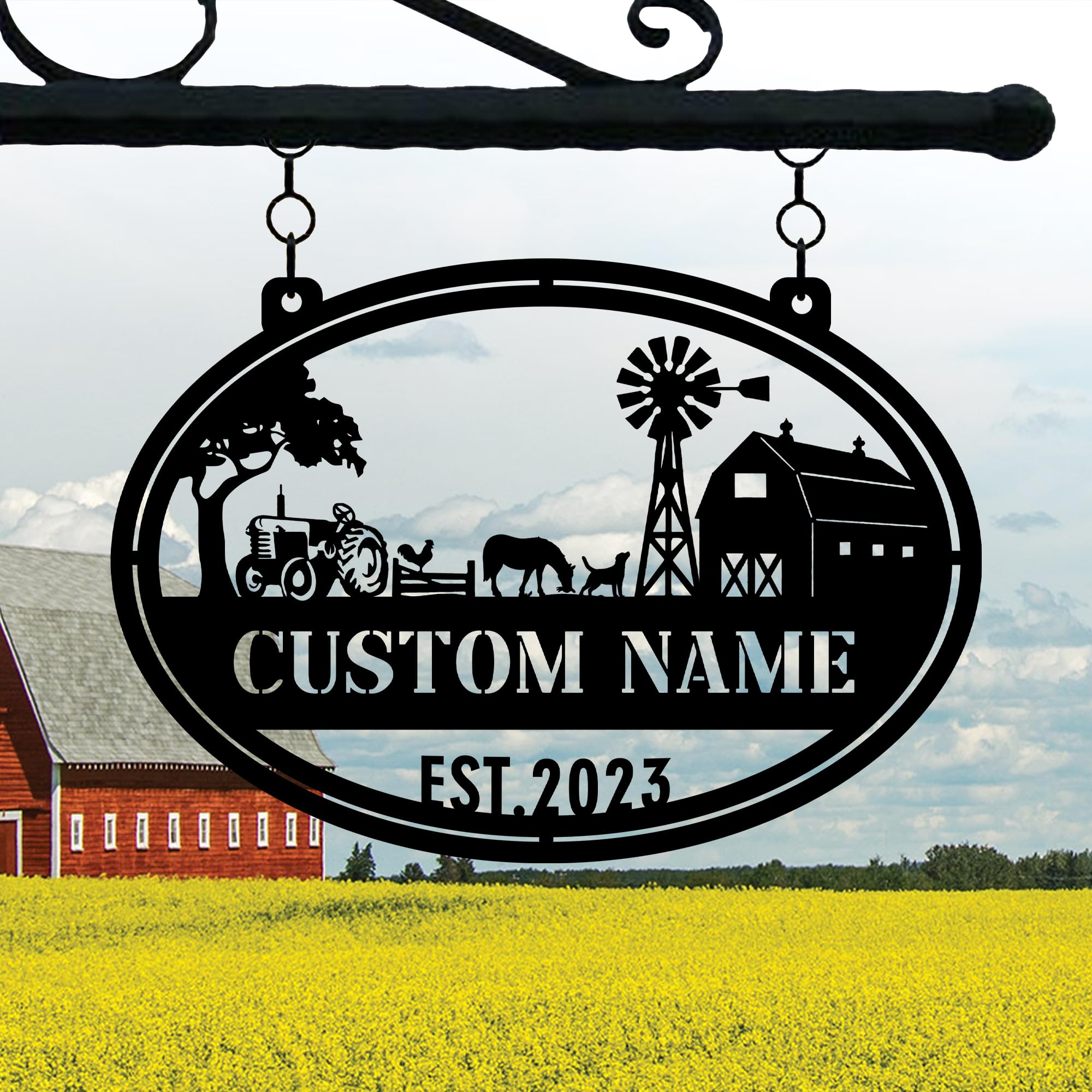 V-DECORPARKS Custom Metal Farm Sign | Personalized Outdoor & Indoor Wall Art | Rustic Steel Sign with Custom Name & Mounting Hardware