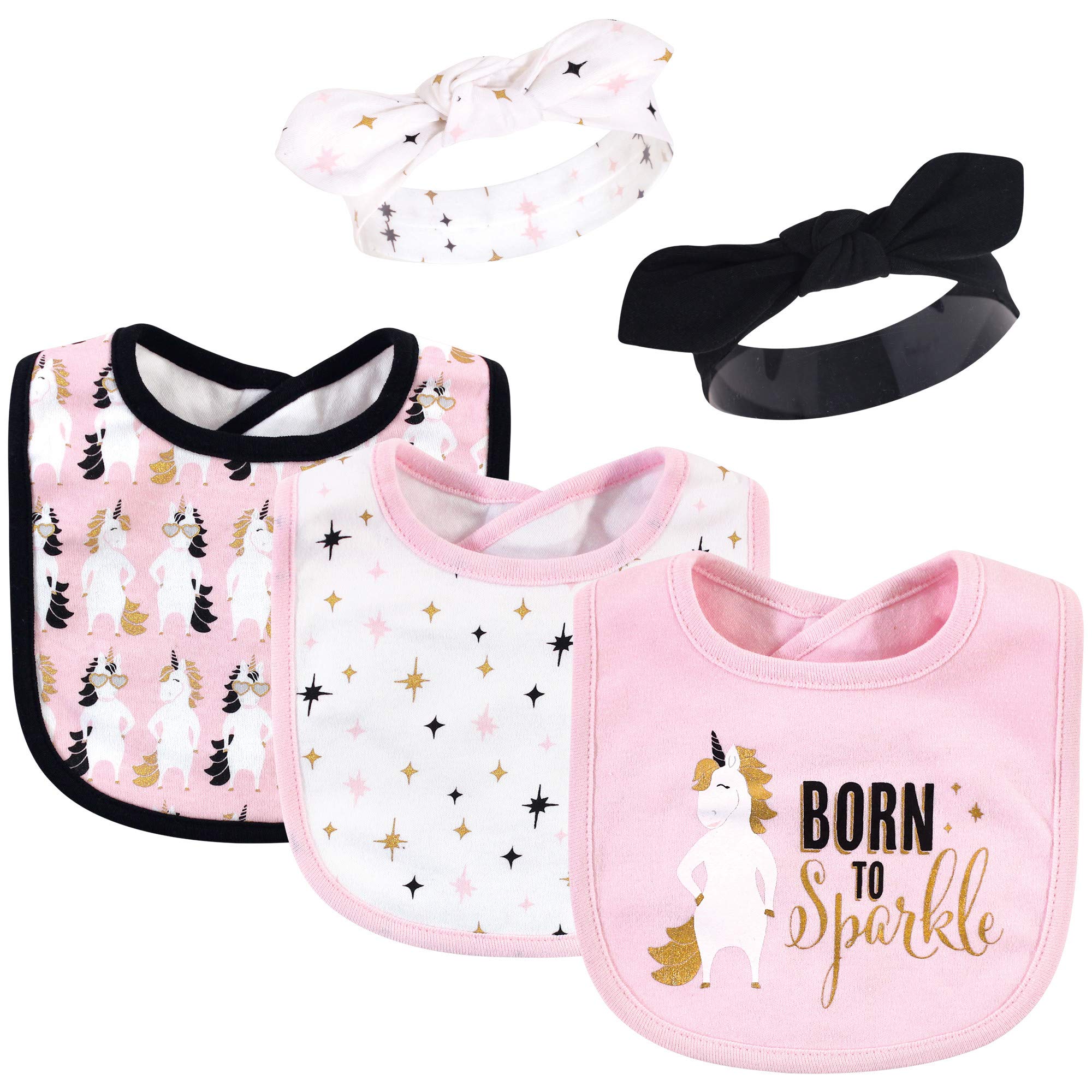 hudson baby Bawełniany zestaw śliniaków i opasek na Uniseks - niemowlęta Cotton Bib and Headband Set