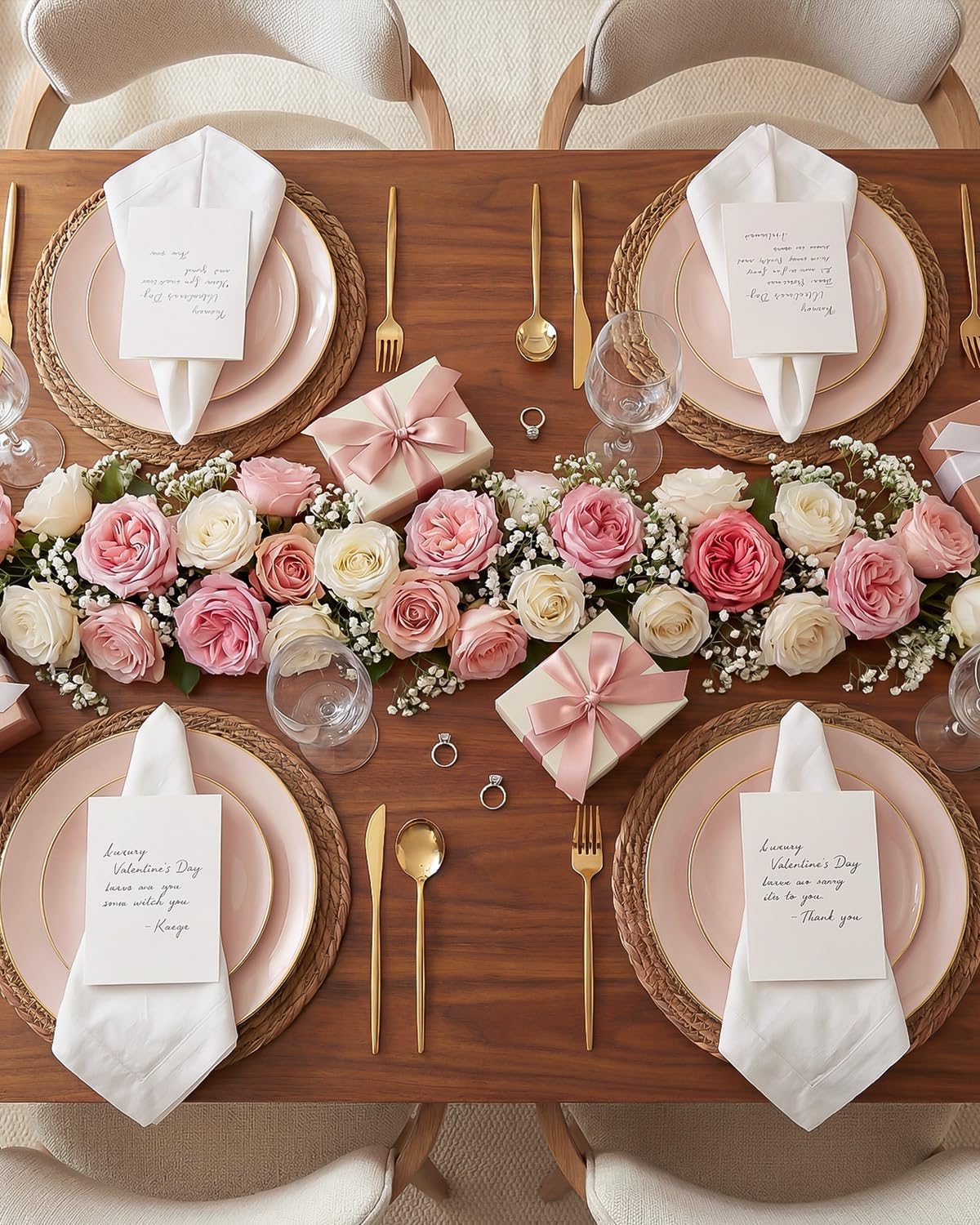 PULOTE 100PCS Pink Plastic Plates - Heavy Duty Pink and Gold Disposable for Party, Wedding, Valentines & Galentines Day, Include 50 Each (Dinner & Dessert) Plates